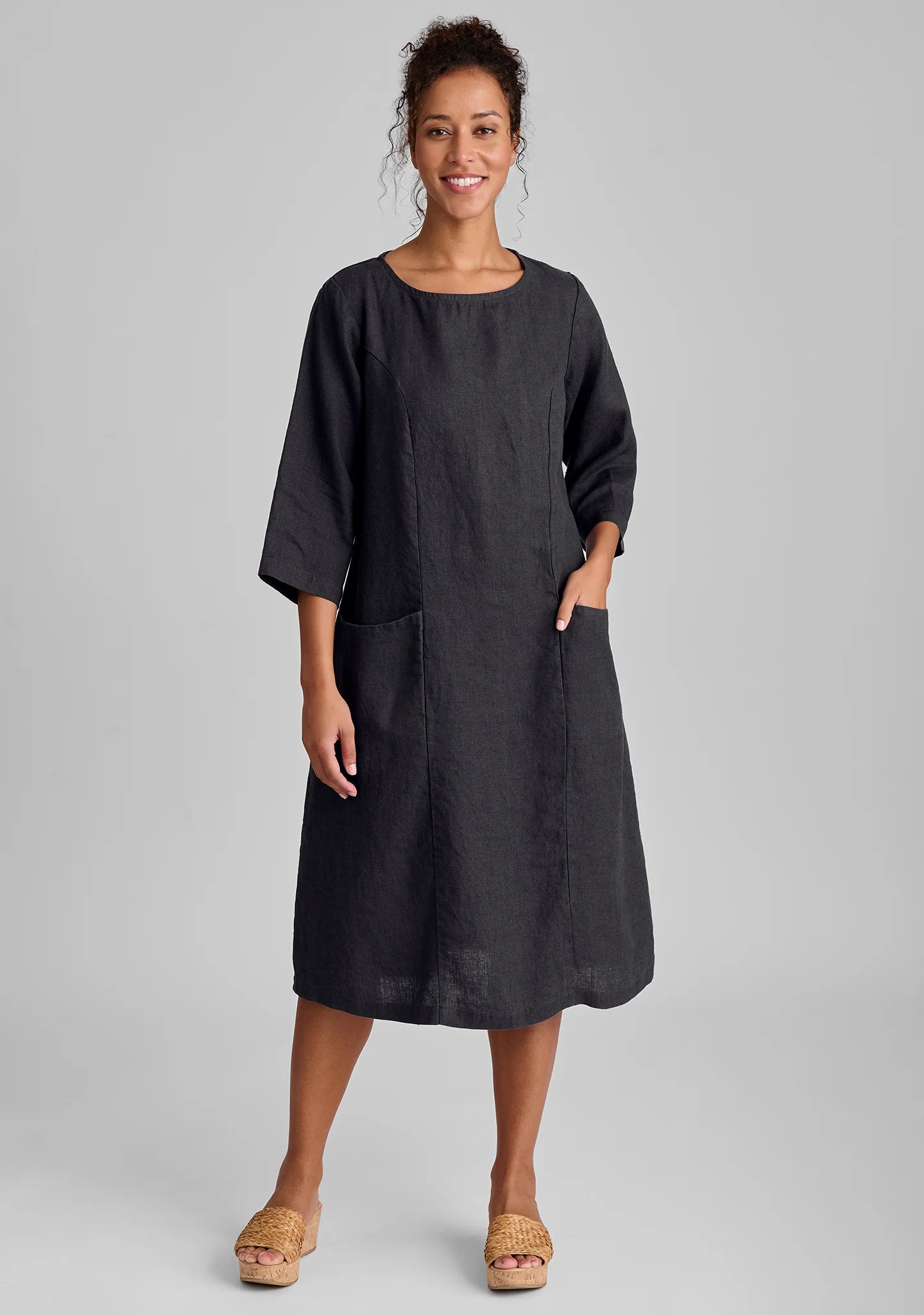 Slouch Pocket Dress - Linen Shift Dress - FINAL SALE