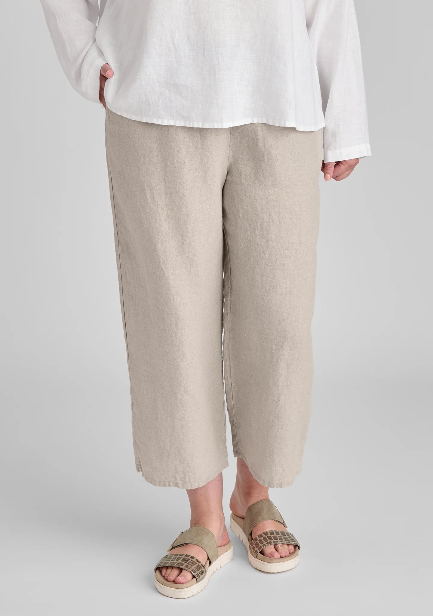 Floods - Linen Pants With Elastic Waist