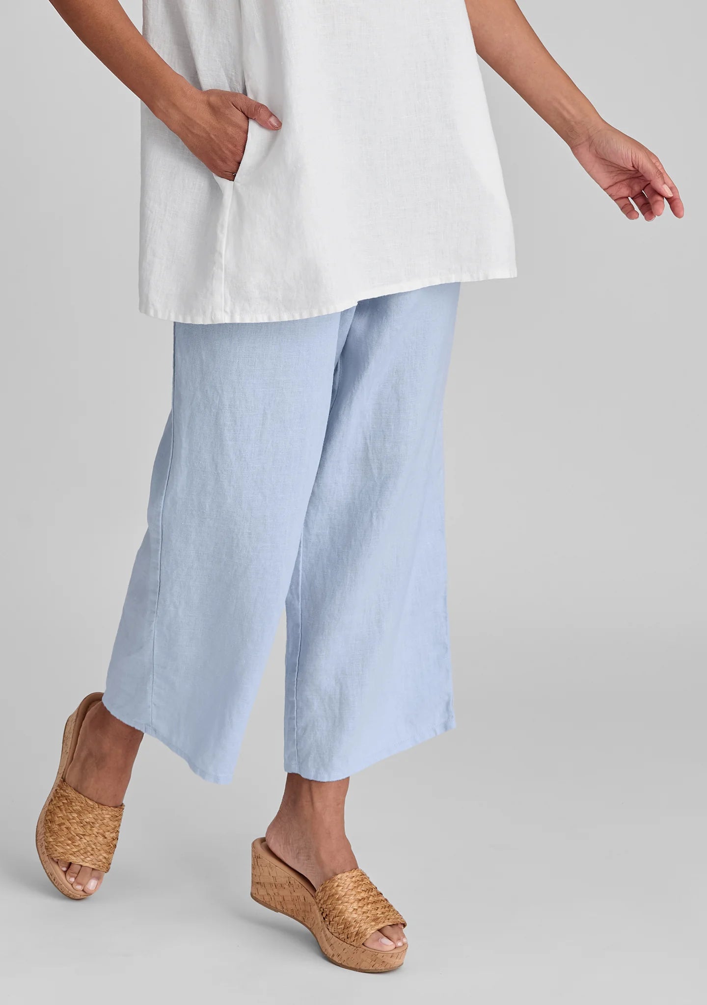 Floods - Linen Pants With Elastic Waist - FINAL SALE