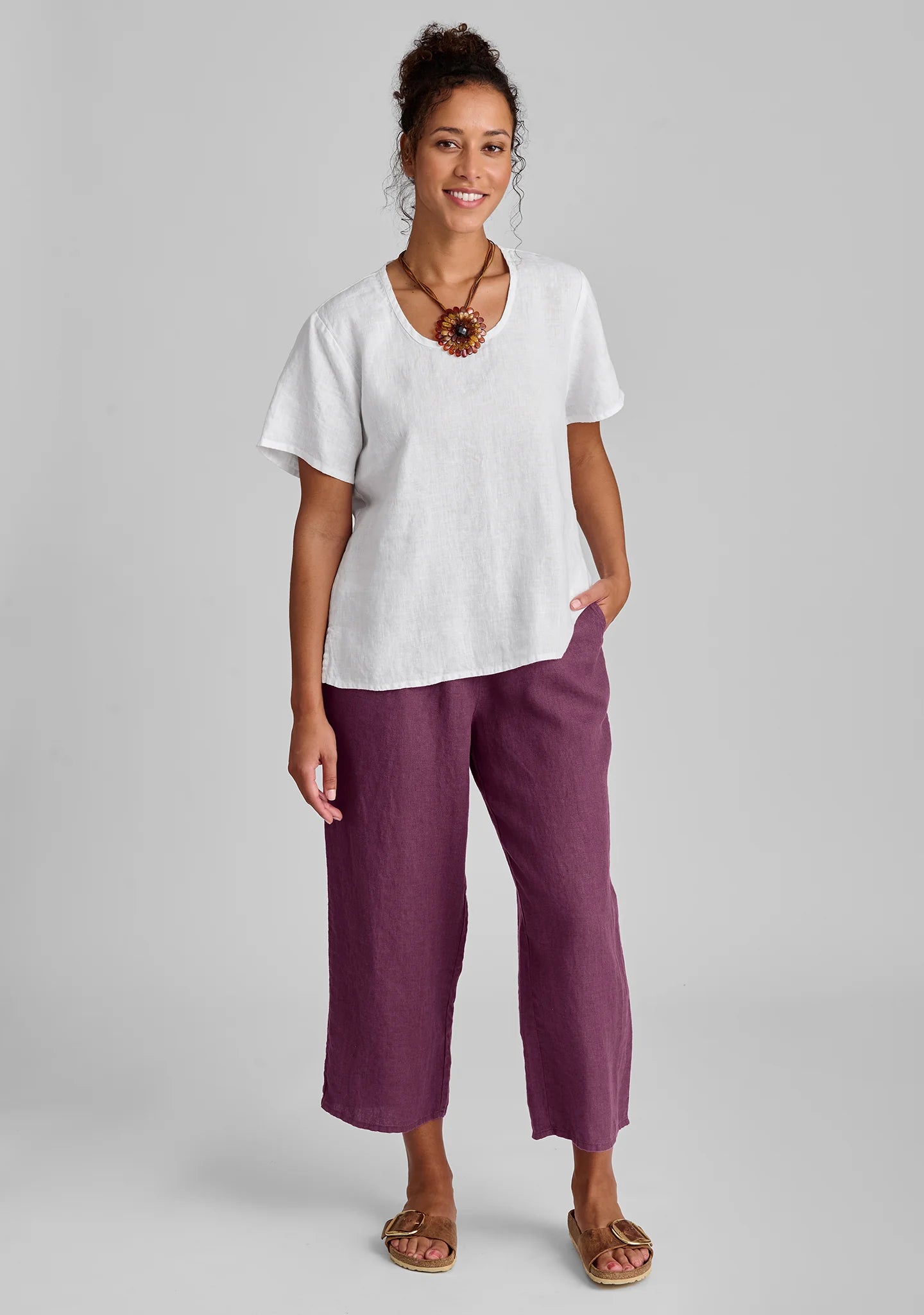Floods - Linen Pants With Elastic Waist - FINAL SALE