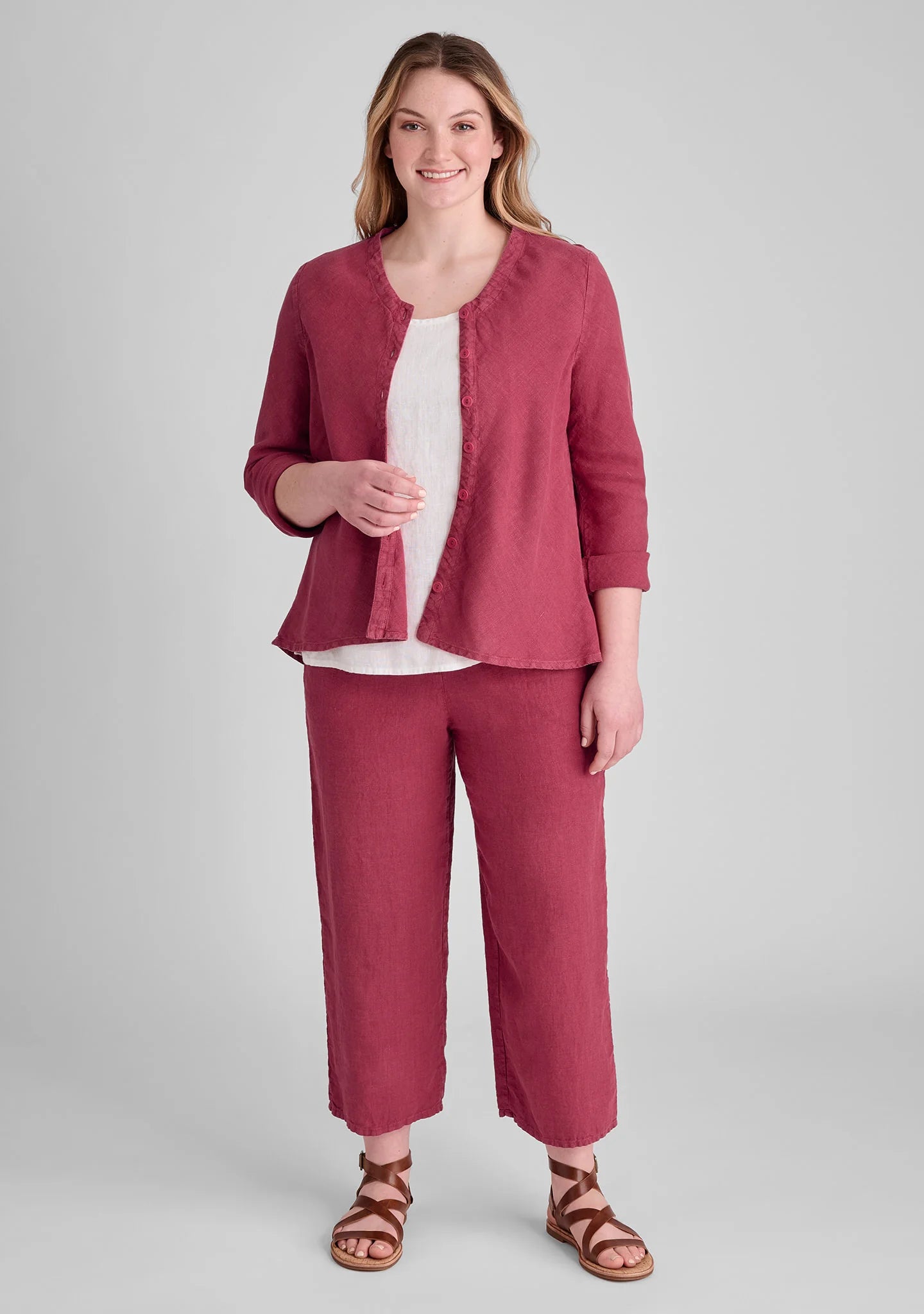 Floods - Linen Pants With Elastic Waist
