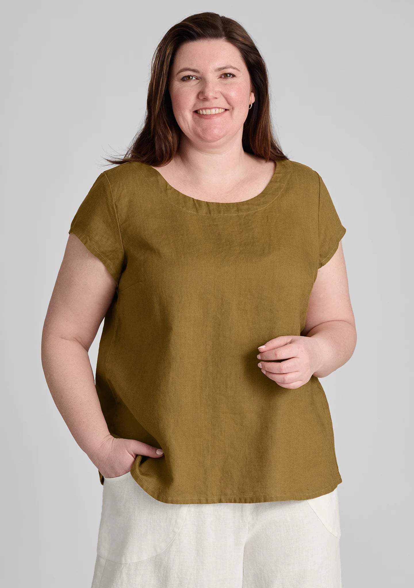 Tuck Back Tee - Linen T Shirt - FINAL SALE