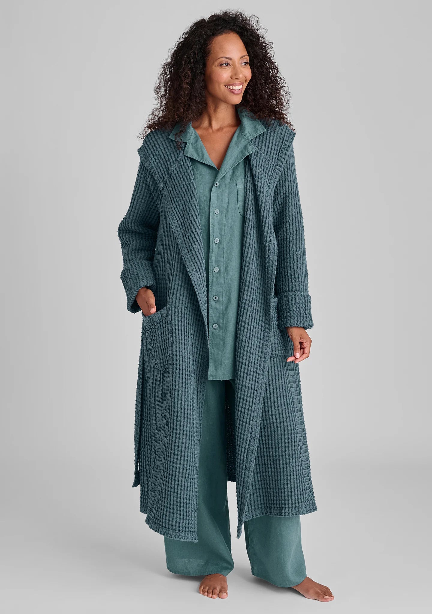 Hooded Wrapper - Linen Robe - FINAL SALE
