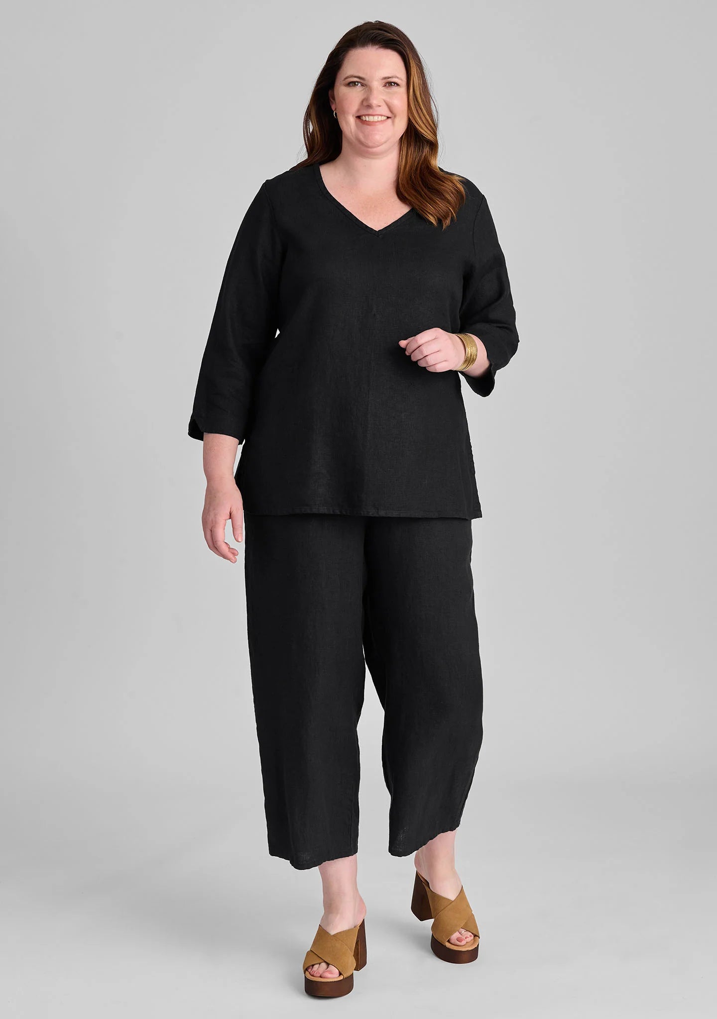 Floods - Linen Pants With Elastic Waist