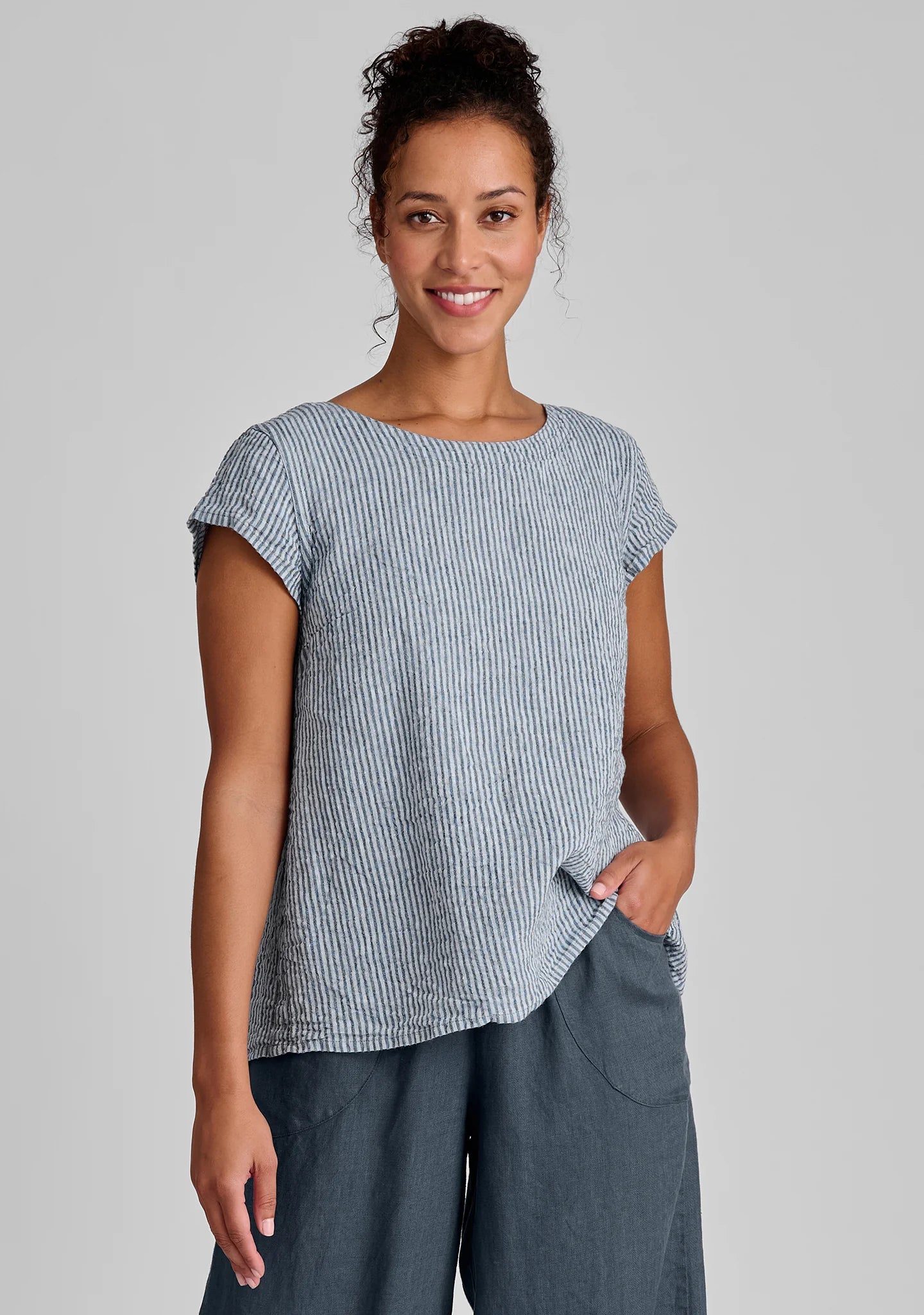 Tuck Back Tee - Linen T Shirt - FINAL SALE