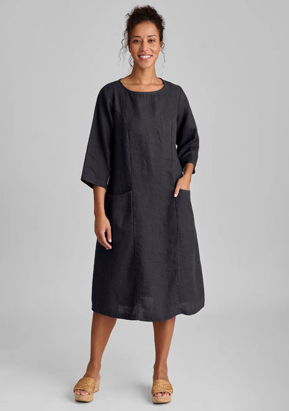 Slouch Pocket Dress - Linen Shift Dress - FINAL SALE