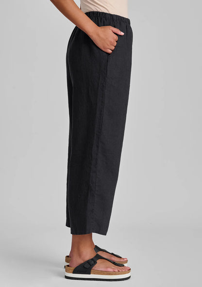Floods - Linen Pants With Elastic Waist