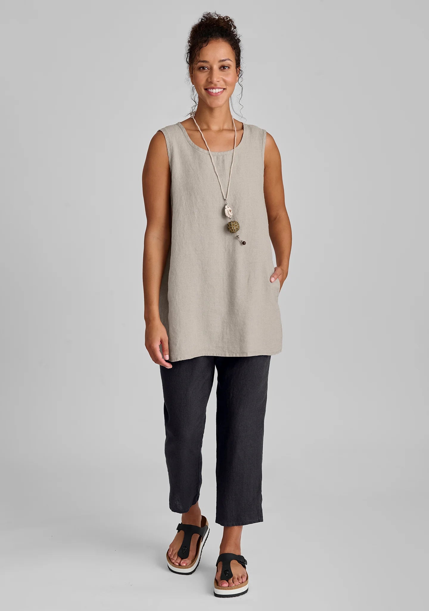 Side Pocket Tunic - Linen Tank Top - FINAL SALE