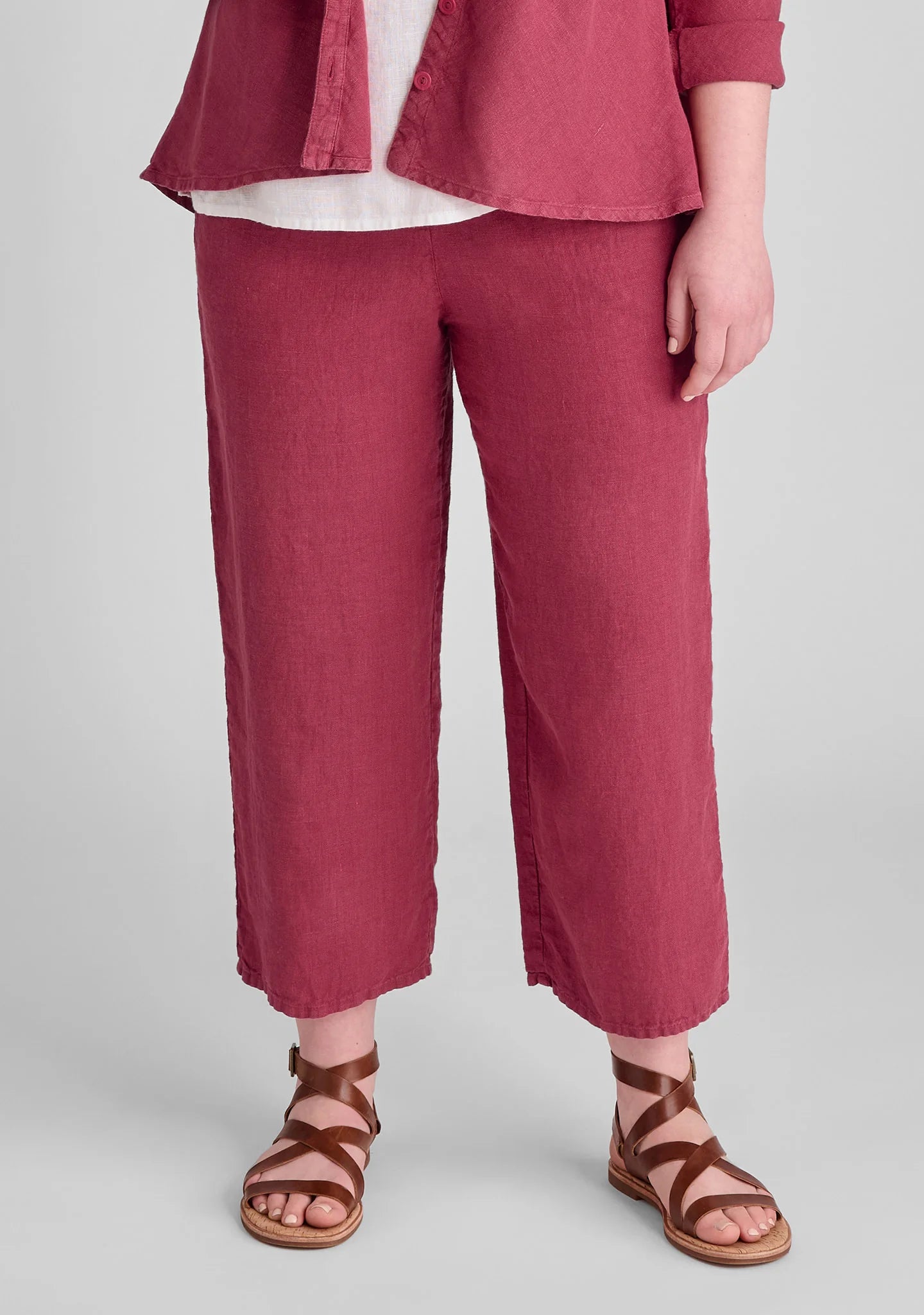 Floods - Linen Pants With Elastic Waist