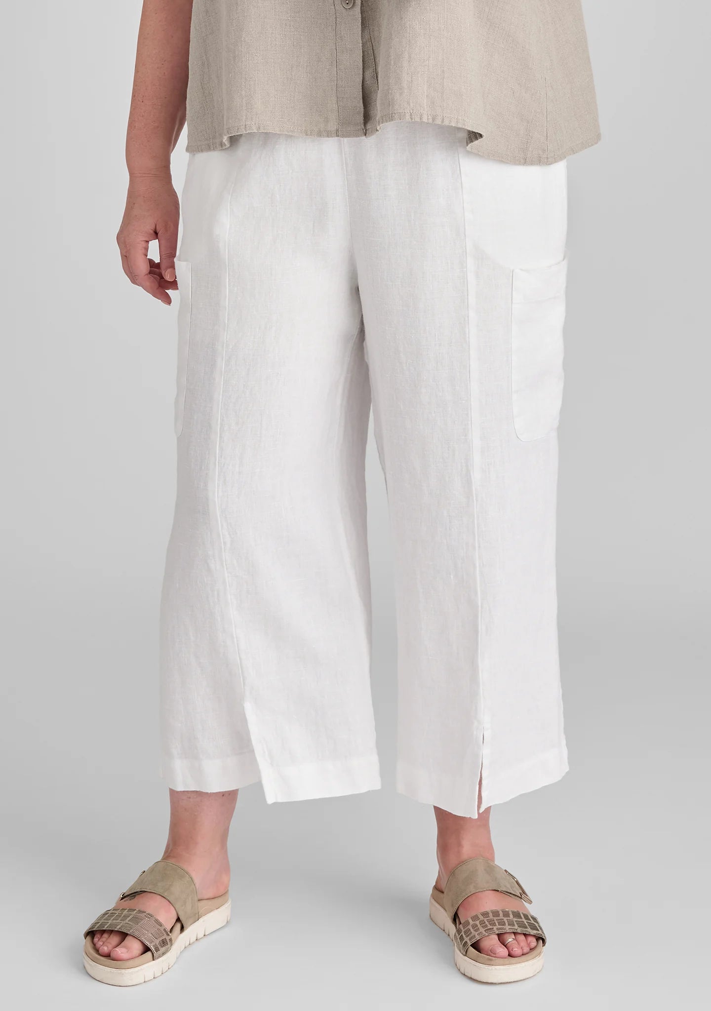 Modern Flood - Linen Pants With Elastic Waist