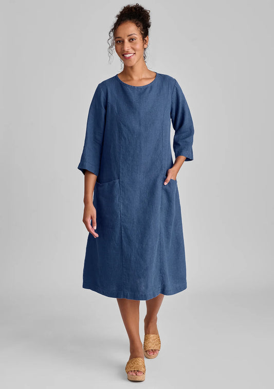 Slouch Pocket Dress - Linen Shift Dress - FINAL SALE