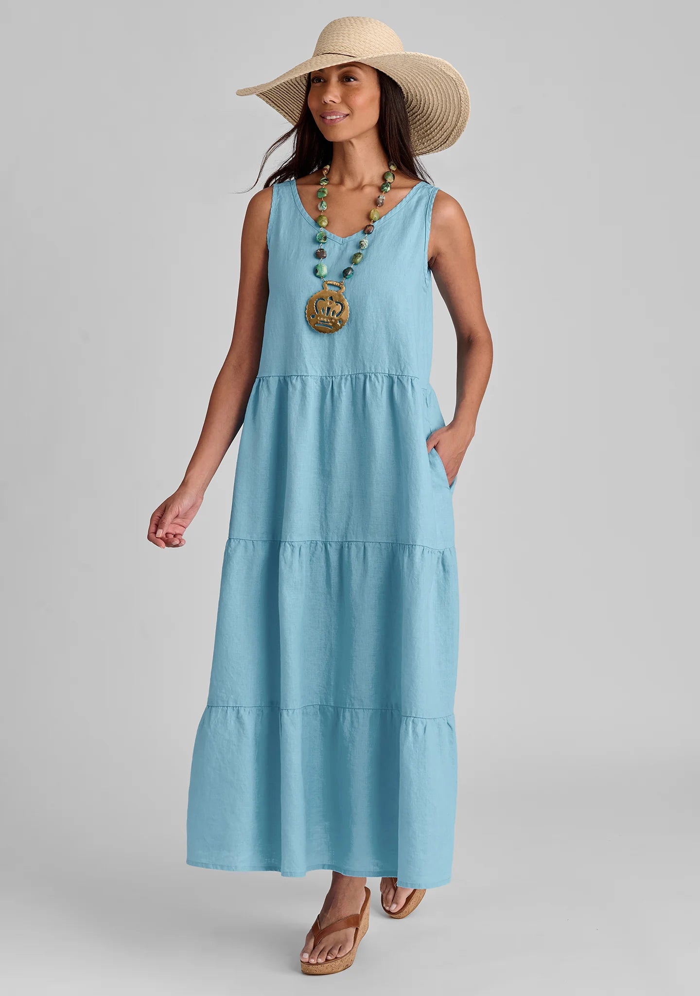 Tiered Dress - Linen Maxi Dress - FINAL SALE