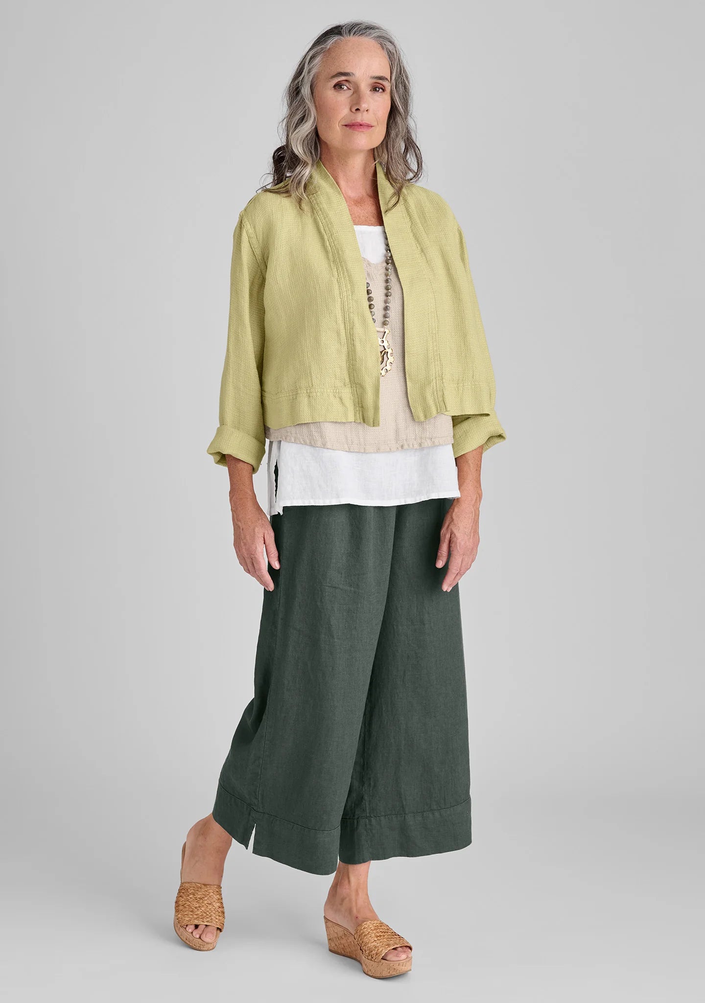 Vented Cuff Pant - Linen Pants With Elastic Waist