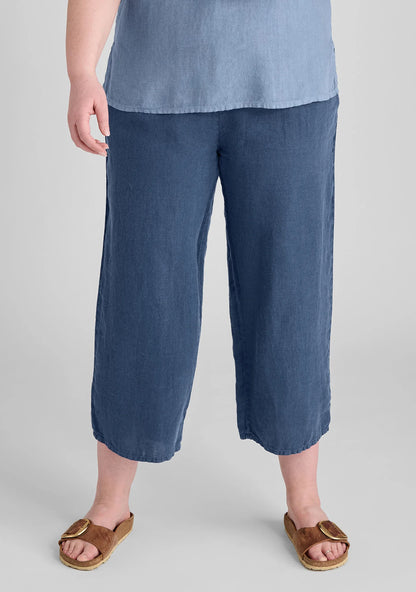 Floods - Linen Pants With Elastic Waist