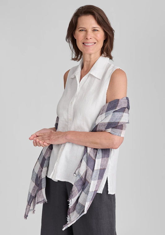 Sleeveless Shirt - Sleeveless Linen Blouse