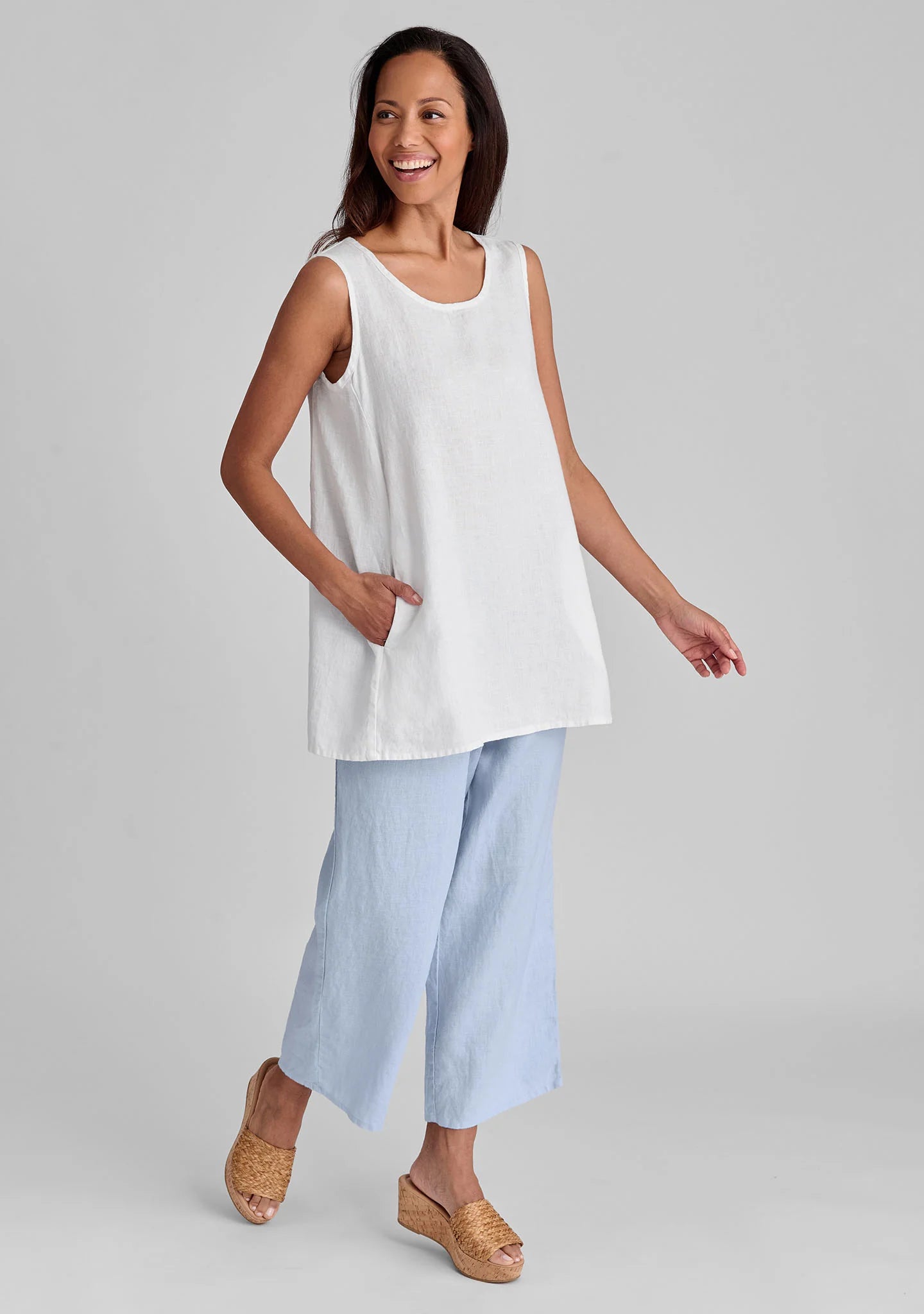 Floods - Linen Pants With Elastic Waist - FINAL SALE