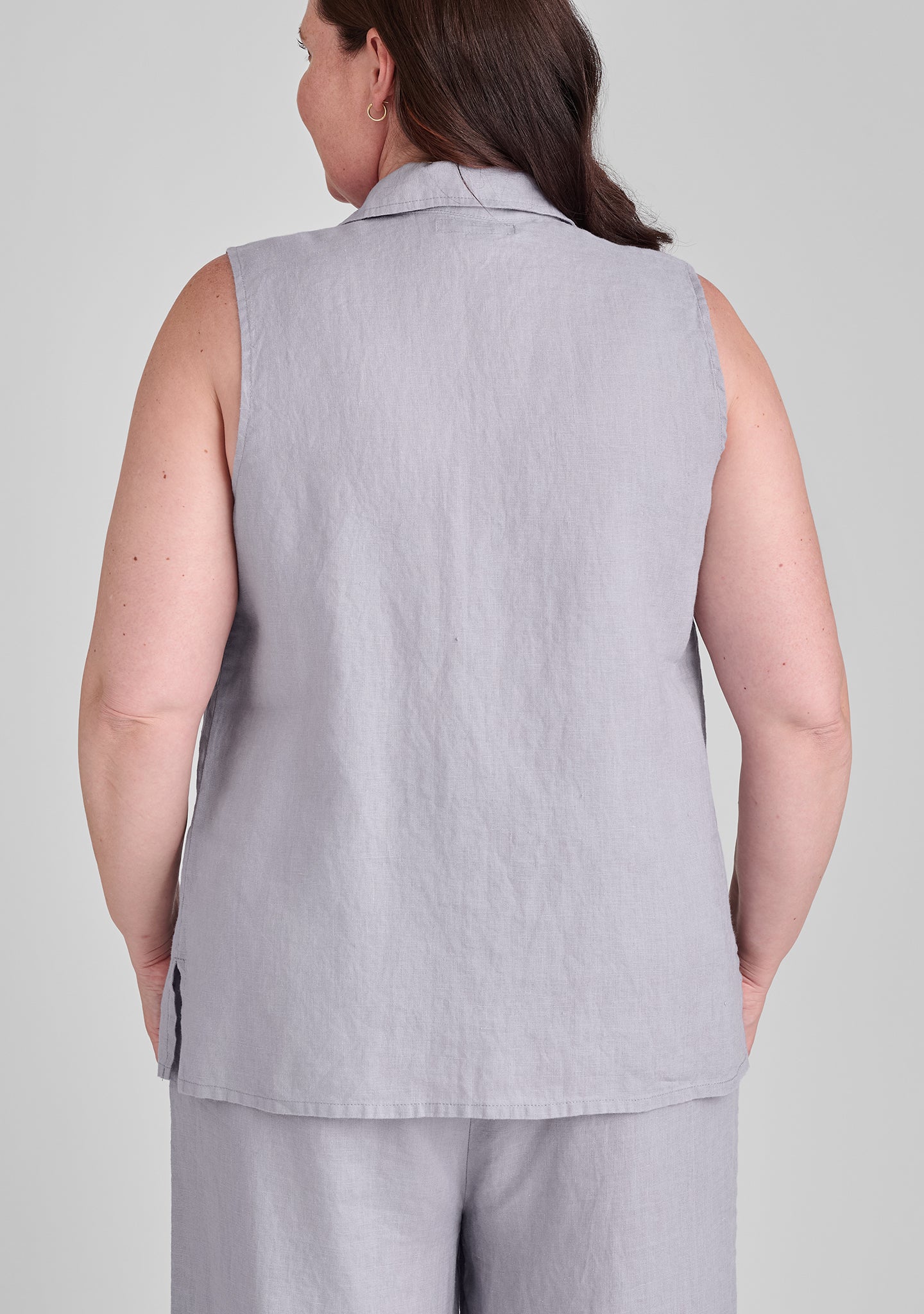 Sleeveless Shirt - Sleeveless Linen Blouse