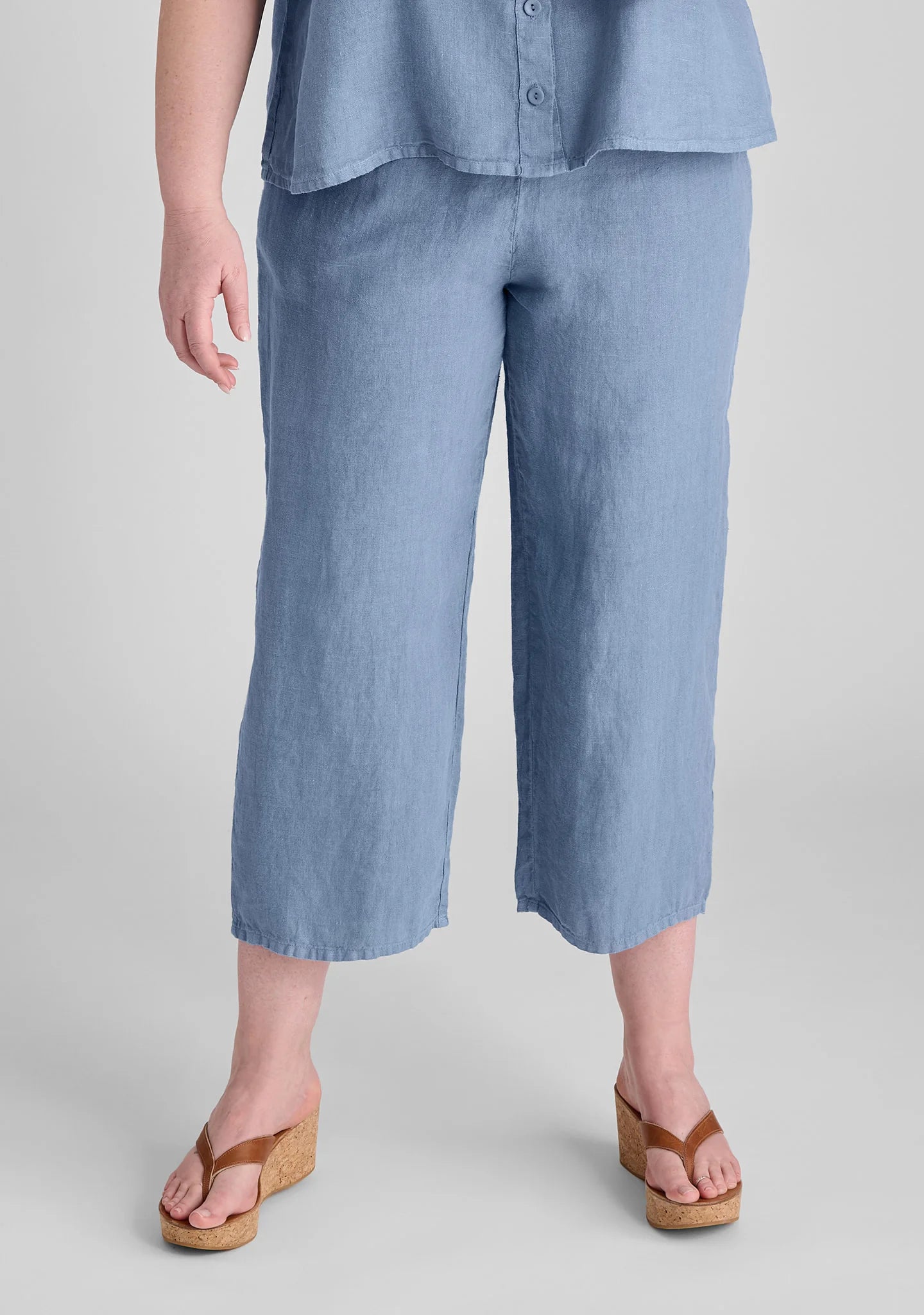 Floods - Linen Pants With Elastic Waist