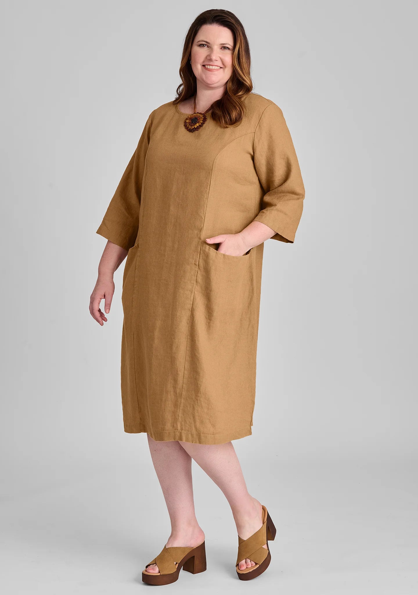 Slouch Pocket Dress - Linen Shift Dress - FINAL SALE