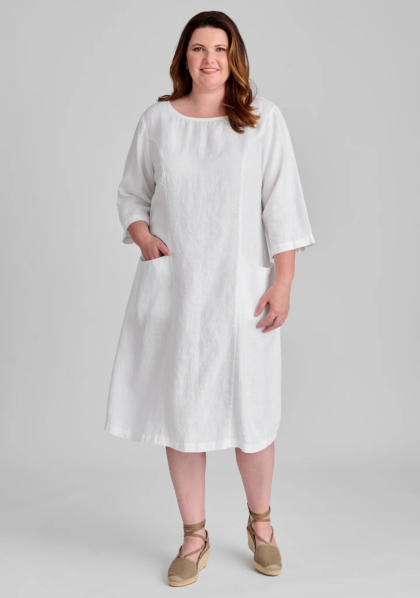 Slouch Pocket Dress - Linen Shift Dress - FINAL SALE