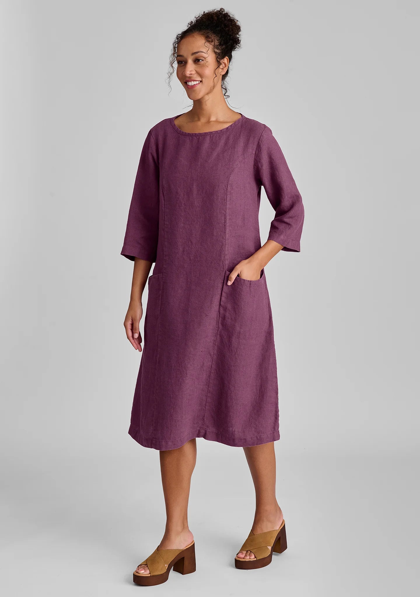 Slouch Pocket Dress - Linen Shift Dress - FINAL SALE