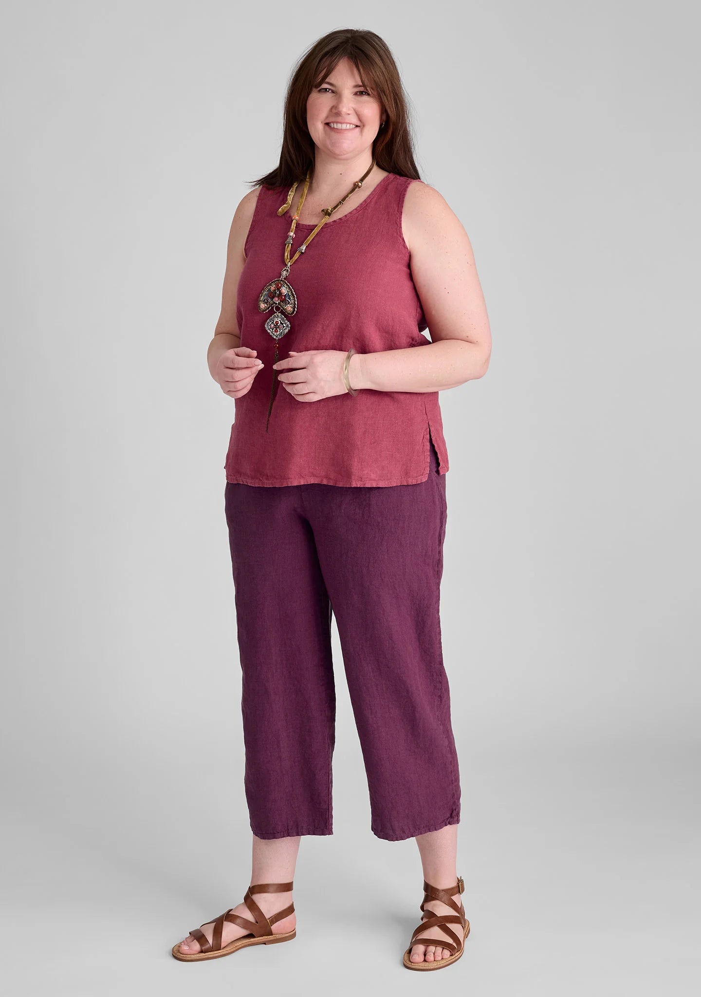 Floods - Linen Pants With Elastic Waist