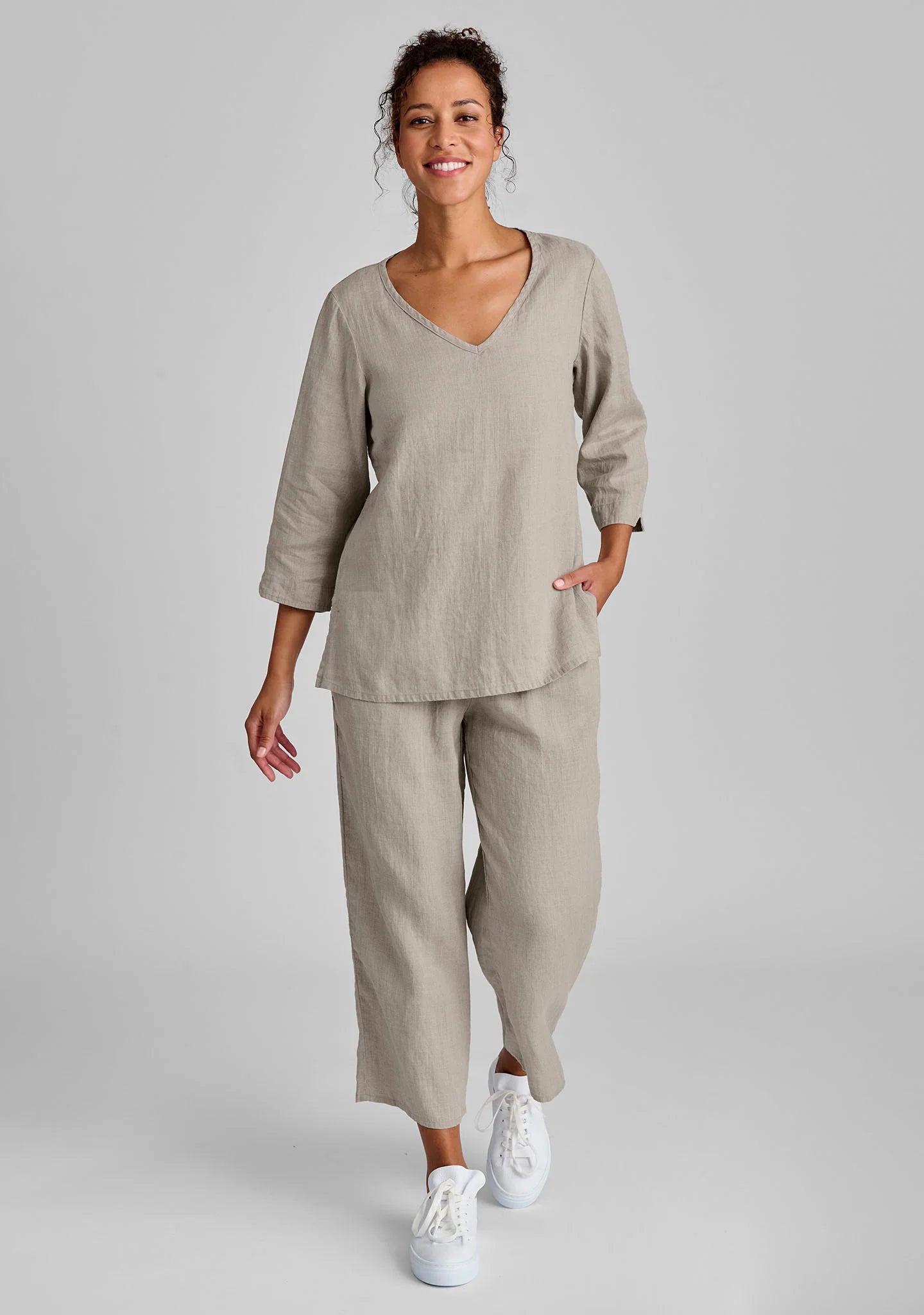 Floods - Linen Pants With Elastic Waist
