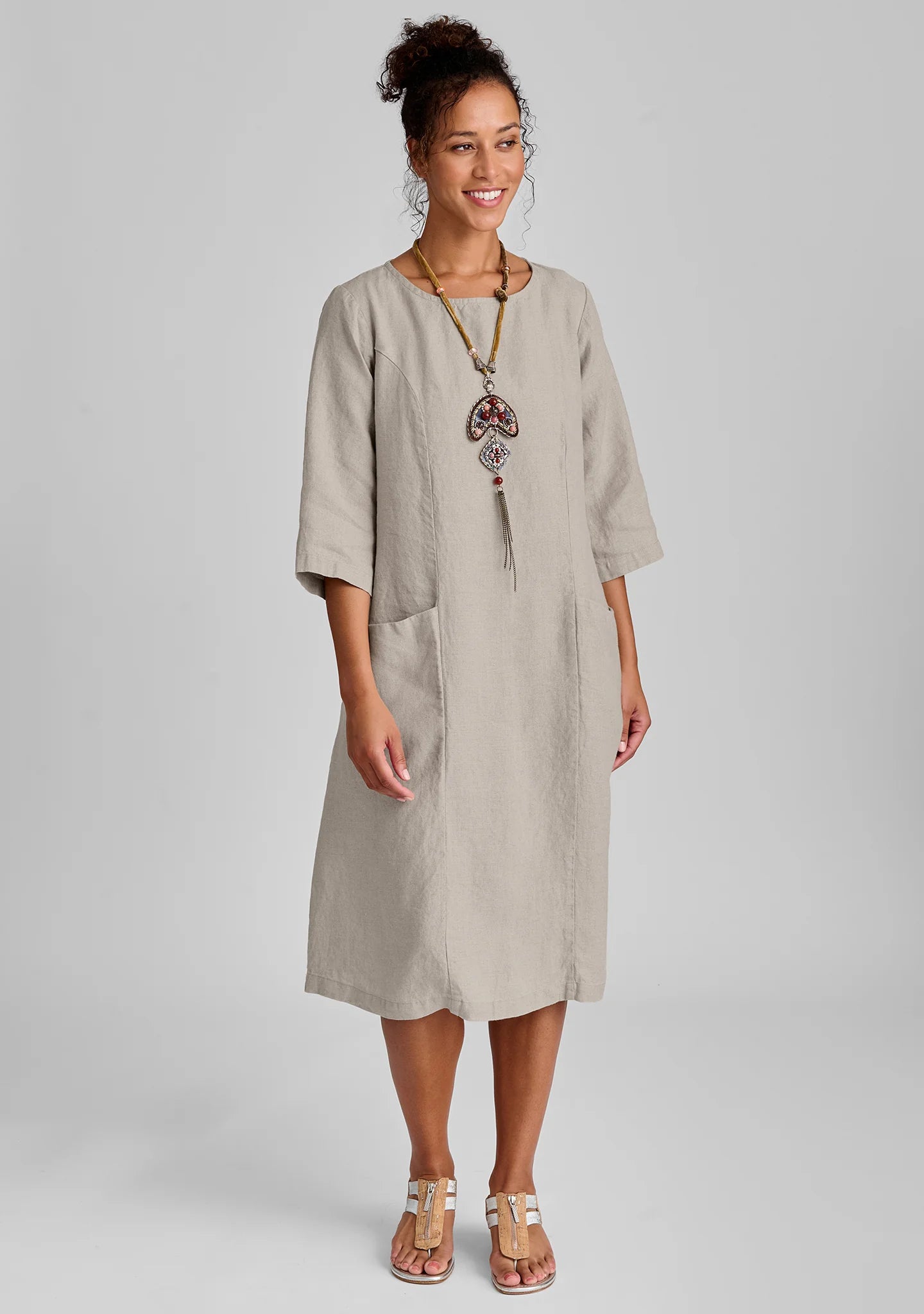 Slouch Pocket Dress - Linen Shift Dress - FINAL SALE