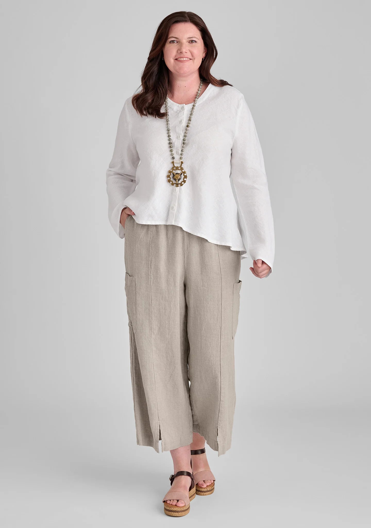 Modern Flood - Linen Pants With Elastic Waist