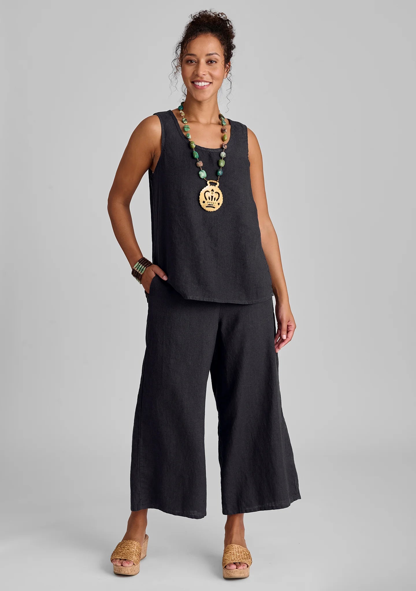 Sociable Flood - Wide Leg Linen Pants - FINAL SALE